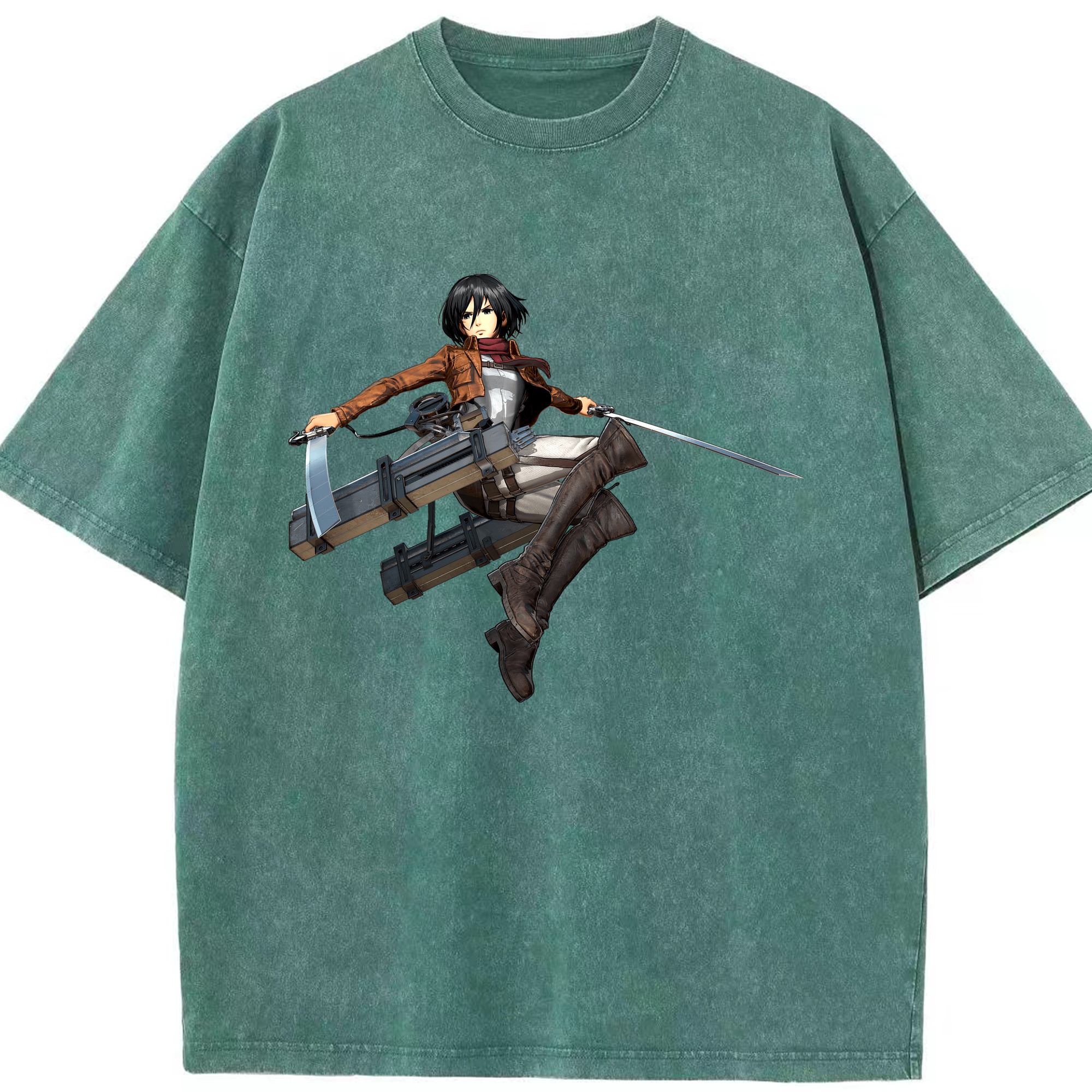 （画像用） 進撃の巨人 ミカサ·アッカーマン Attack on Titan Mikasa Ackerman 綿100% ヴィンテージ風 半袖Tシャツ（フロントプリント）